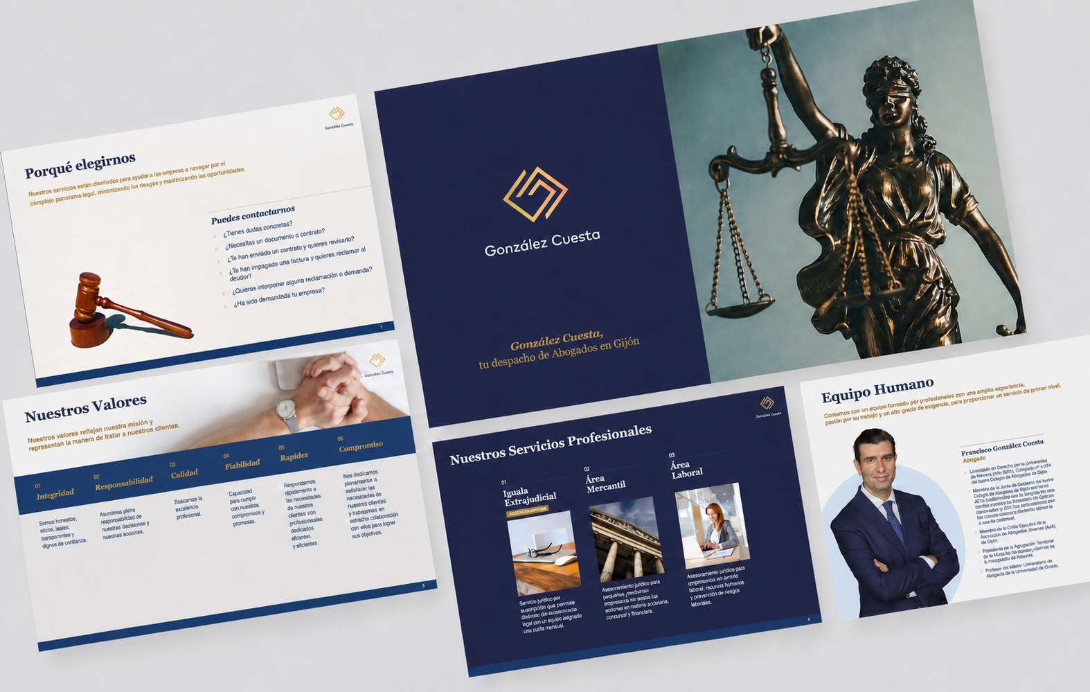 Corporate presentation designed for González Cuesta Abogado